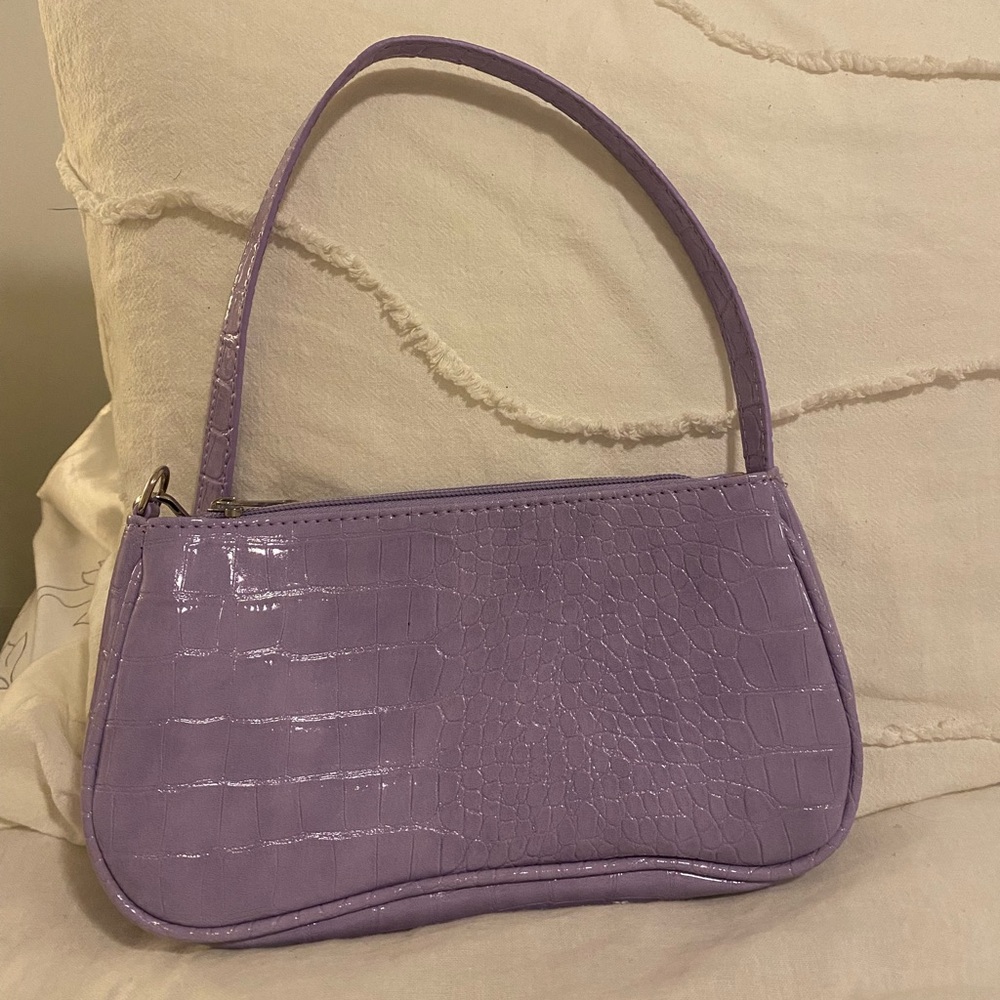 lavender croc shoulder bag